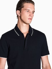 Armani Exchange Blue Slim Fit Logo Tape Polo Shirt - Image 4 of 5