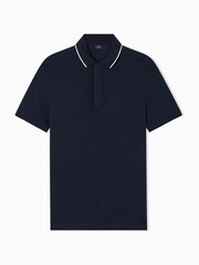 Armani Exchange Blue Slim Fit Logo Tape Polo Shirt - Image 5 of 5