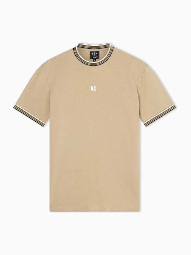 Armani Exchange Natural Regular Fit Tipped T-Shirt - Image 1 of 1
