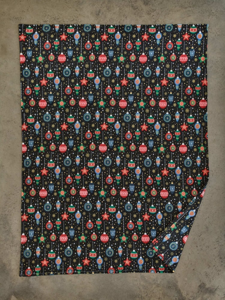 Deyongs Christmas Baubles Printed Fleece Throw - Image 1 of 2 Deyongs Christmas Baubles Printed Fleece Throw - Image 1 of 2