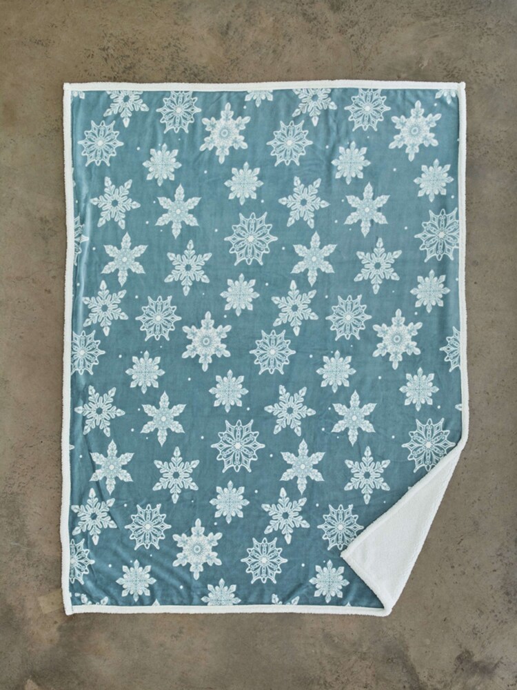 Deyongs Snowflake Printed Flannel Fleece with Sherpa Reverse - Image 1 of 2 Deyongs Snowflake Printed Flannel Fleece with Sherpa Reverse - Image 1 of 2