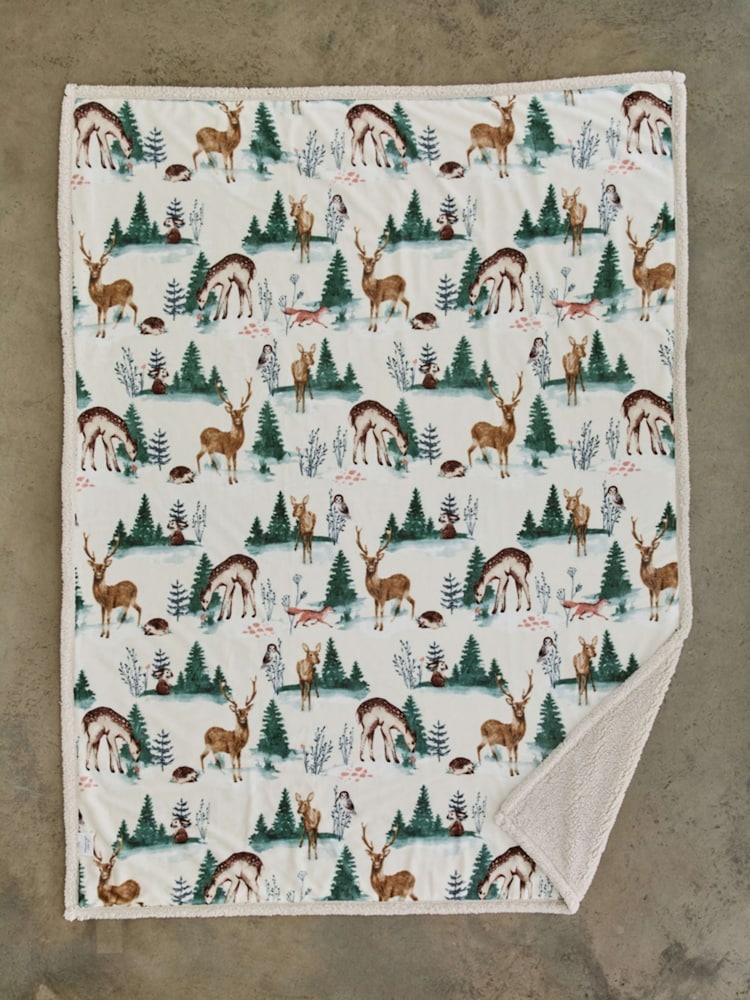 Deyongs Winter Deers Printed Sherpa Reverse Throw - Image 1 of 2 Deyongs Winter Deers Printed Sherpa Reverse Throw - Image 1 of 2