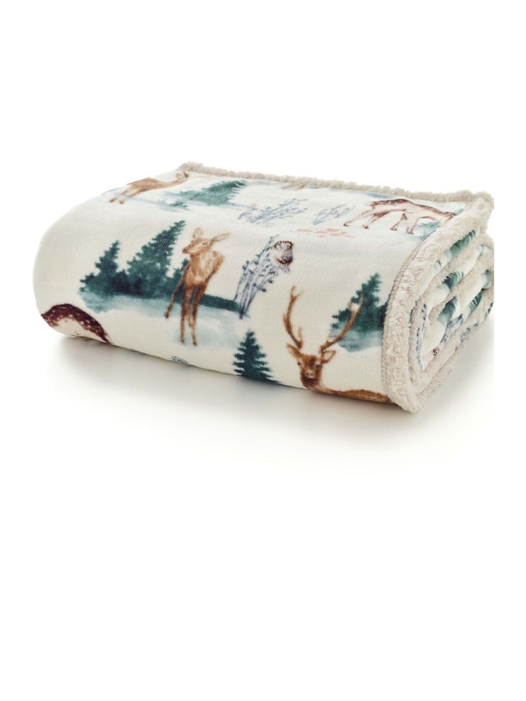 Deyongs Winter Deers Printed Sherpa Reverse Throw - Image 2 of 2 Deyongs Winter Deers Printed Sherpa Reverse Throw - Image 2 of 2
