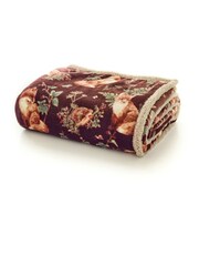 Deyongs Wine Woodland Wildlife Printed Sherpa Reverse Throw - Image 2 of 2