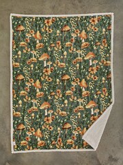 Deyongs Mushroom Printed Sherpa Reverse Throw - Image 1 of 2