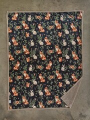 Deyongs Navy Woodland Wildlife Printed Sherpa Reverse Throw - Image 1 of 2