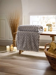 Deyongs Mushroom Tadcaster Supersoft Chevron Throw - Image 1 of 2