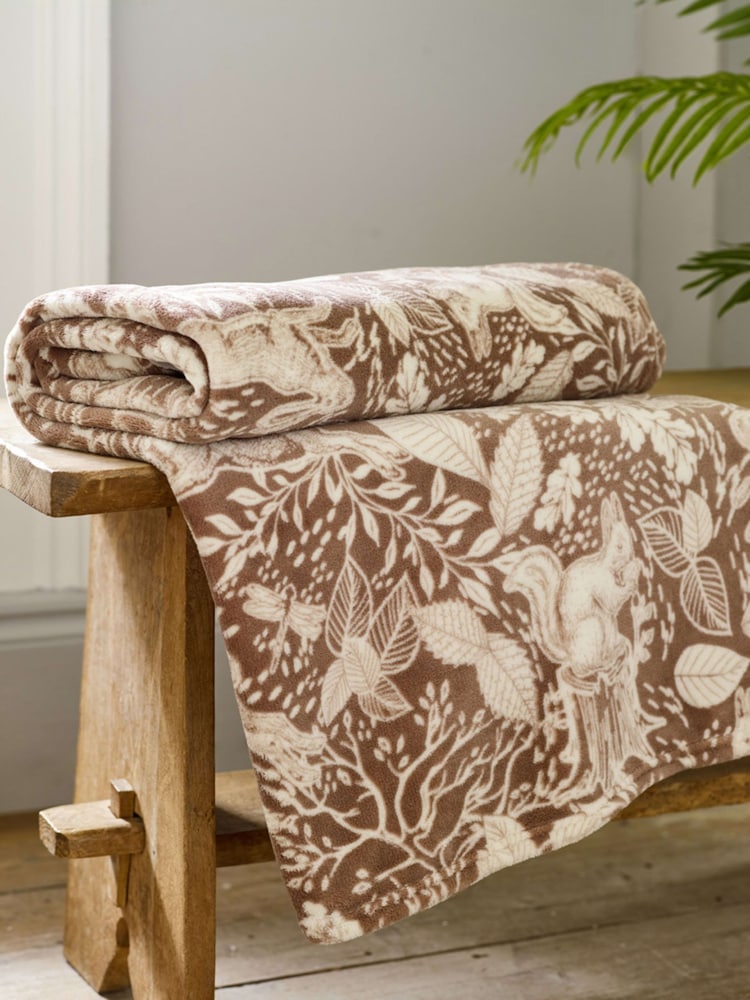 Deyongs Umber Winter Forest Fleece Throw - Image 1 of 2 Deyongs Umber Winter Forest Fleece Throw - Image 1 of 2