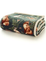 Deyongs Sage Woodland Wildlife Printed Sherpa Reverse Throw - Image 2 of 2