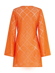 Pour Moi Orange Free Spirit Crochet Lace Long Sleeve Beach Cover-Up - Image 4 of 4