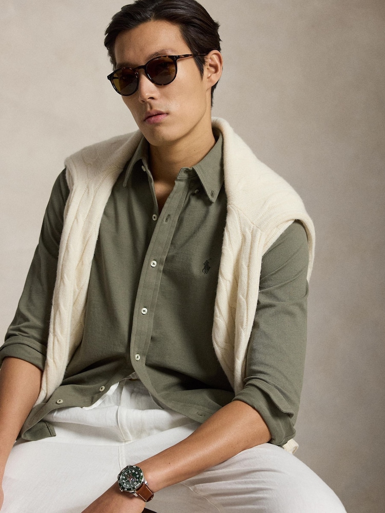 Polo Ralph Lauren Green Featherweight Mesh Shirt - Image 4 of 4