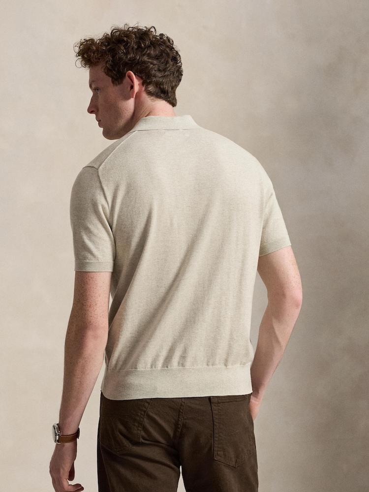 Polo Ralph Lauren Brown Knitted Short Sleeve Polo Shirt - Image 2 of 5