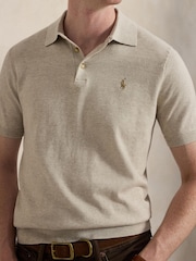 Polo Ralph Lauren Brown Knitted Short Sleeve Polo Shirt - Image 3 of 5