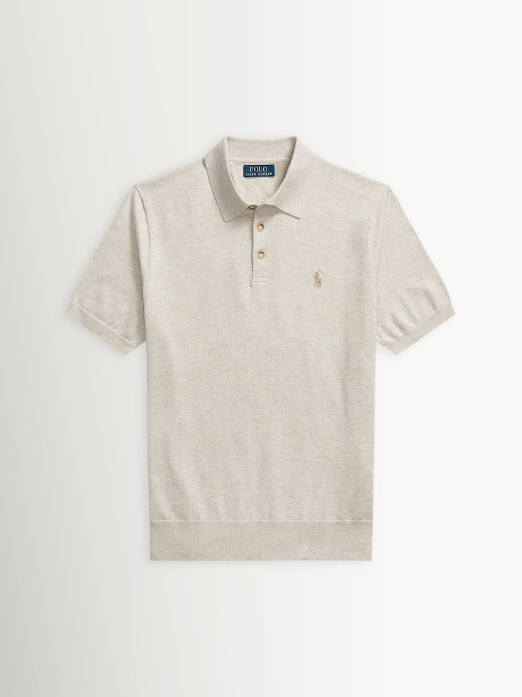 Polo Ralph Lauren Brown Knitted Short Sleeve Polo Shirt - Image 5 of 5