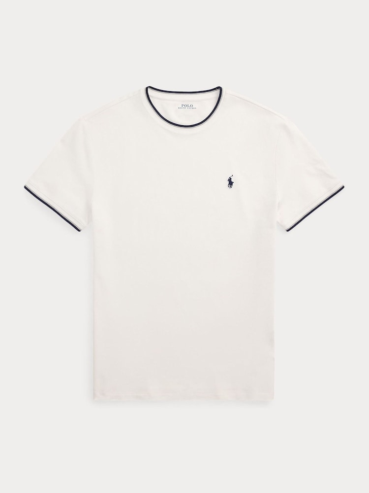 Polo Ralph Lauren White Short Sleeve Tipped T-Shirt - Image 5 of 5