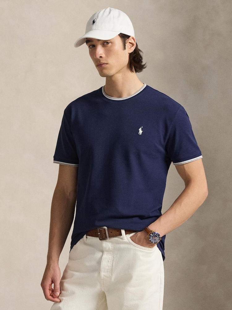 Polo Ralph Lauren Blue Short Sleeve Tipped T-Shirt - Image 1 of 5