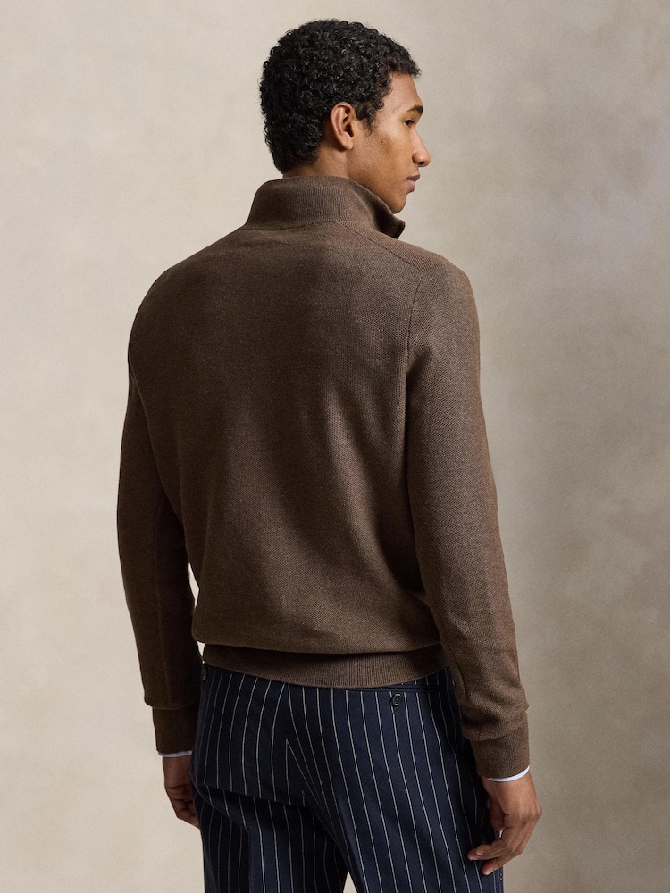 Polo Ralph Lauren Brown Sweater-Half Zip Jumper - Image 2 of 5