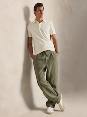 Polo Ralph Lauren Cream Short Sleeve Honeycomb Polo Shirt - Image 3 of 4