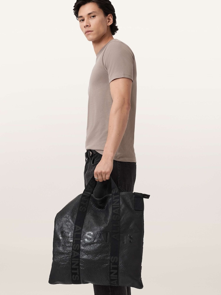 AllSaints Brown Brace Brushed Cotton T-Shirts 3 Pack - Image 9 of 9 AllSaints Brown Brace Brushed Cotton T-Shirts 3 Pack - Image 9 of 9