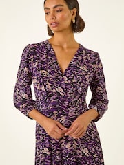 فستان متوسط الطول بطبعة تجريدية من Roman - صورة 4 من 5