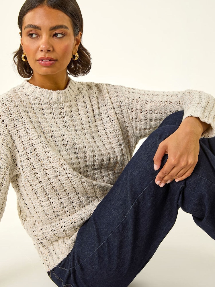 Roman Grey Textured Knit Jumper - Image 1 of 5 Roman Grey Textured Knit Jumper - Image 1 of 5