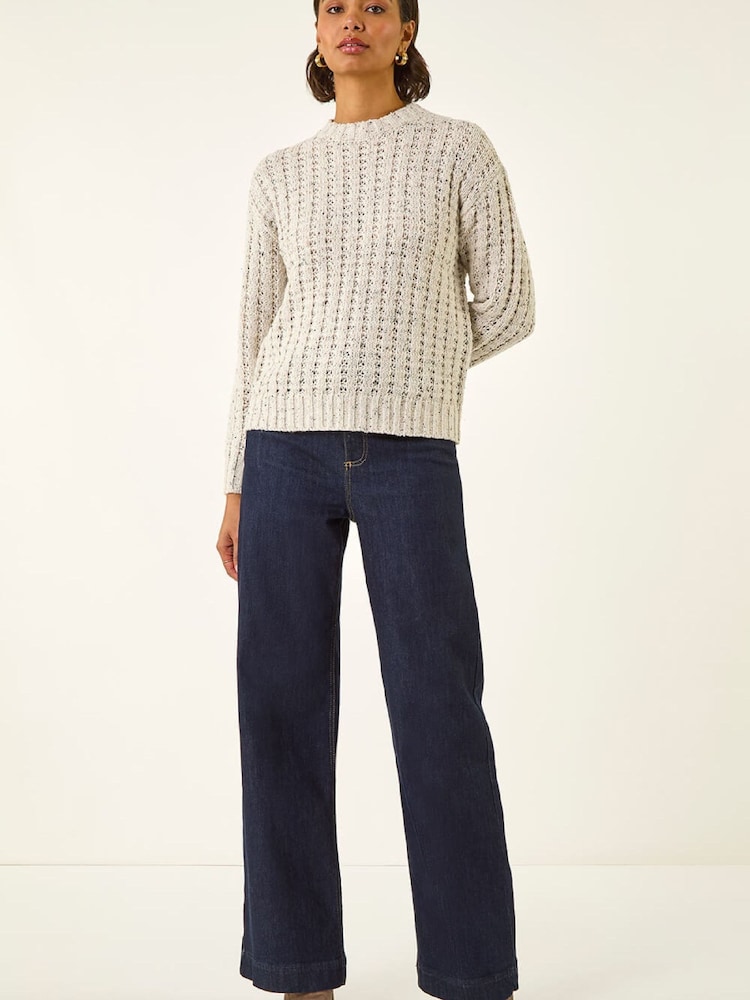 Roman Grey Textured Knit Jumper - Image 2 of 5 Roman Grey Textured Knit Jumper - Image 2 of 5