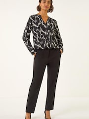 Roman Black Printed Notch Neck Tunic Top - Image 2 of 5