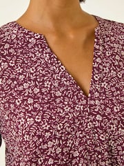 Roman Purple Printed Notch Neck Tunic Top - Image 5 of 5