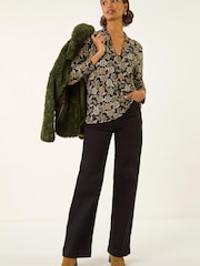 Roman Green Floral Print V-Neck T-Shirt - Image 1 of 5