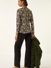 Roman Green Floral Print V-Neck T-Shirt - Image 3 of 5