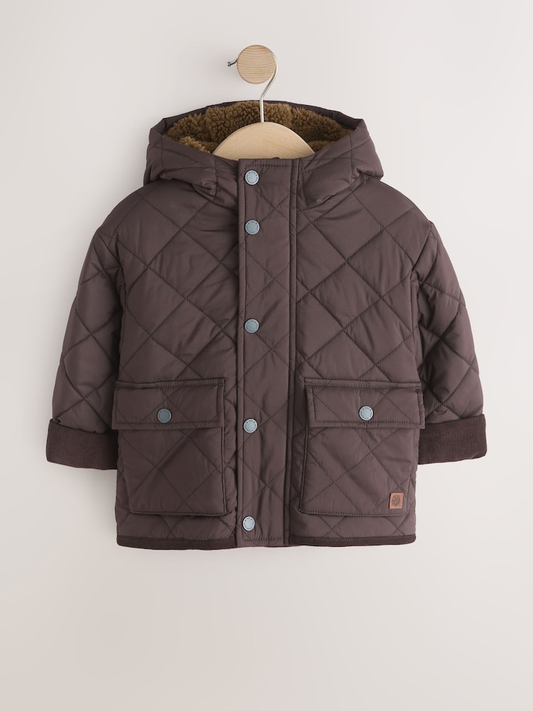 Brown Borg Lined Quilted Coat (3mths-7yrs) - Image 1 of 5