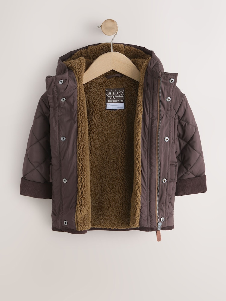Brown Borg Lined Quilted Coat (3mths-7yrs) - Image 2 of 5