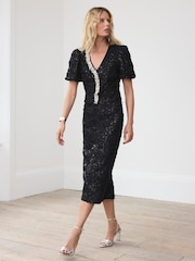 Falda Midi de lentejuelas de terciopelo menta - Imagen 2 de 8