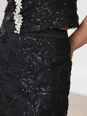 Falda Midi de lentejuelas de terciopelo menta - Imagen 5 de 8