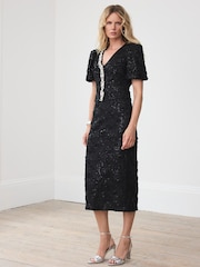 Falda Midi de lentejuelas de terciopelo menta - Imagen 6 de 8