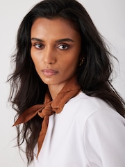 Mint Velvet Brown Suede Mini Triangle Neck Scarf - Image 3 of 6