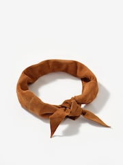 Mint Velvet Brown Suede Mini Triangle Neck Scarf - Image 5 of 6