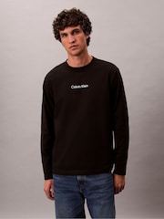Calvin Klein Black Long Sleeve Relaxed Logo Crew Neck T-Shirt - Image 1 of 6