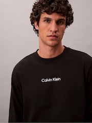 Calvin Klein Black Long Sleeve Relaxed Logo Crew Neck T-Shirt - Image 4 of 6