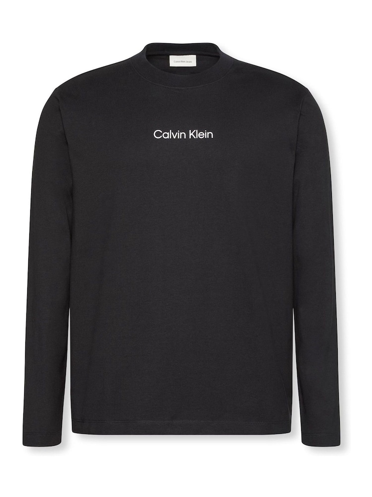Calvin Klein Black Long Sleeve Relaxed Logo Crew Neck T-Shirt - Image 6 of 6