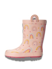 ToeZone Girls Pink Rainbow Waterproof Wellies - Image 2 of 7