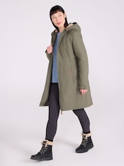 ירוק - Mountain Warehouse מעיל מבודד רך בגזרה ארוכה עם בטנת בד טדי, דגם Lona - תמונה 2 מתוך 10