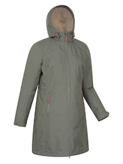 ירוק - Mountain Warehouse מעיל מבודד רך בגזרה ארוכה עם בטנת בד טדי, דגם Lona - תמונה 6 מתוך 10