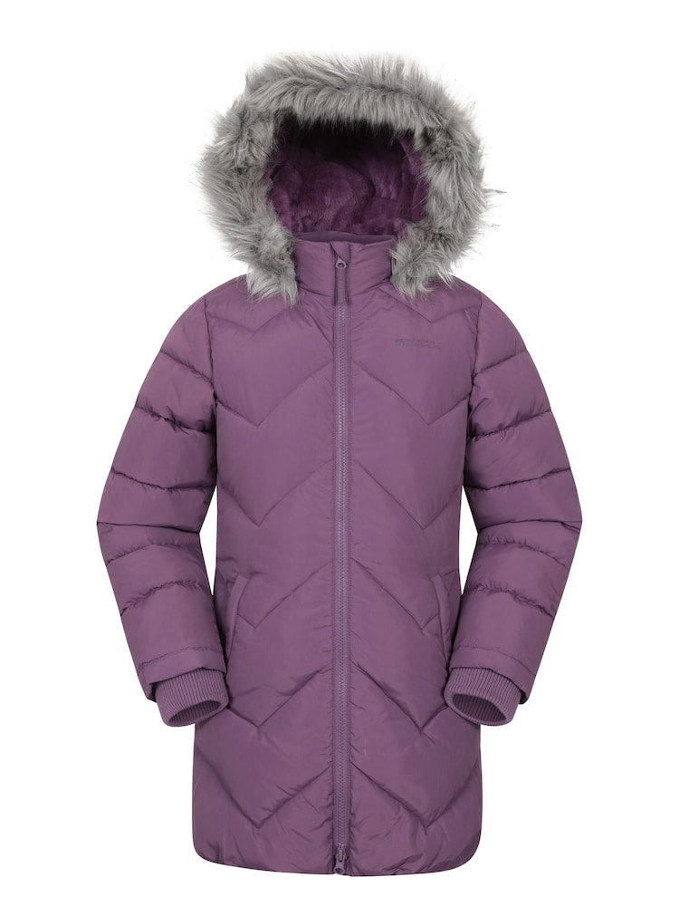 Mountain Warehouse Purple Galaxy Water Resistant Long Padded Jacket - Image 1 of 5 Mountain Warehouse Purple Galaxy Water Resistant Long Padded Jacket - Image 1 of 5