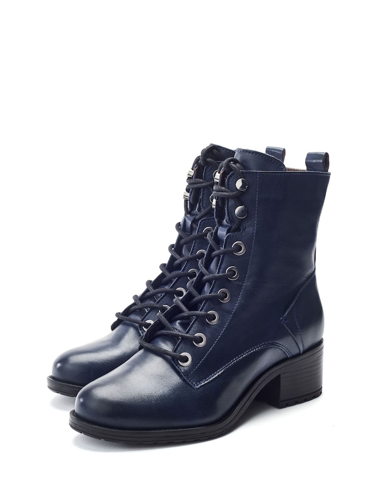 Moda in Pelle Navy Bezzy Lace Up Casual Boots - Image 2 of 4