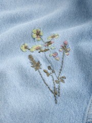 Light Blue Floral Embroidered Authentic High Rise City Straight Leg Jeans - Image 8 of 8