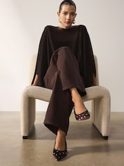 Chocolate Brown Twisted Seam Barrel Jeans - Image 6 of 10