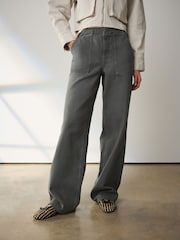 Khaki Green Utility Wide Leg Jeans - Image 2 of 9