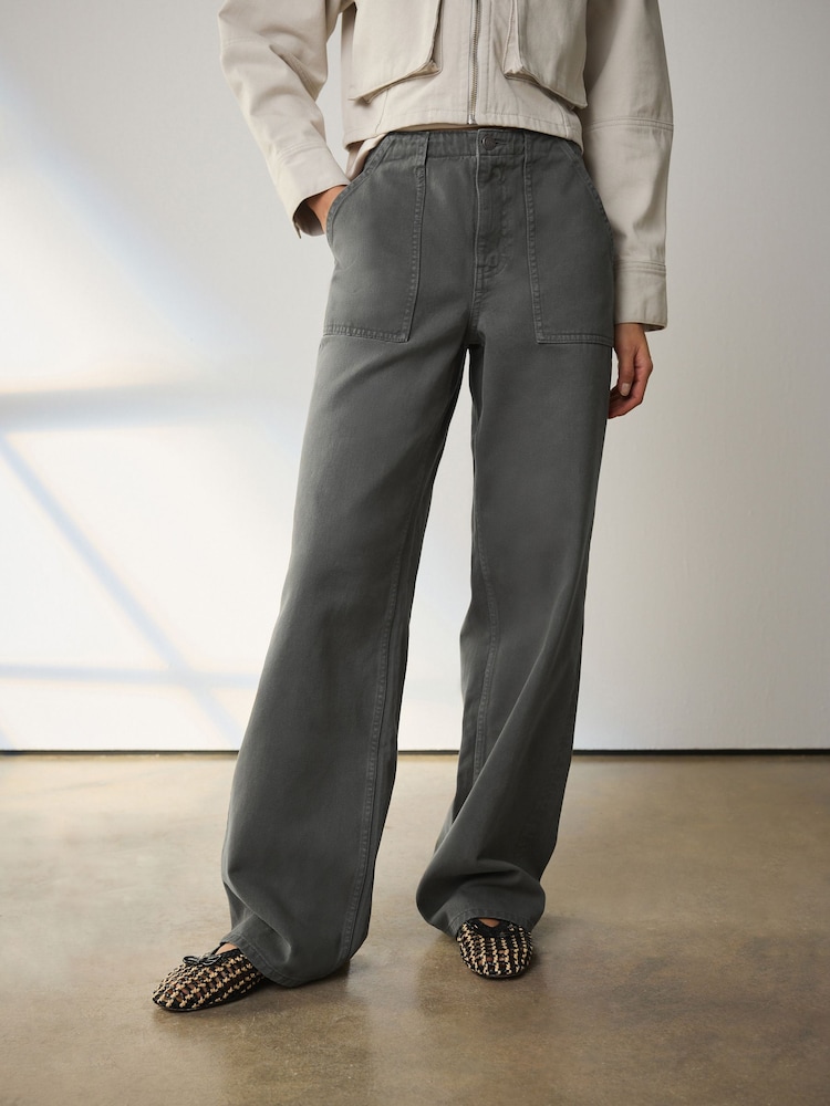 Khaki Green Utility Wide Leg Jeans - Image 2 of 9