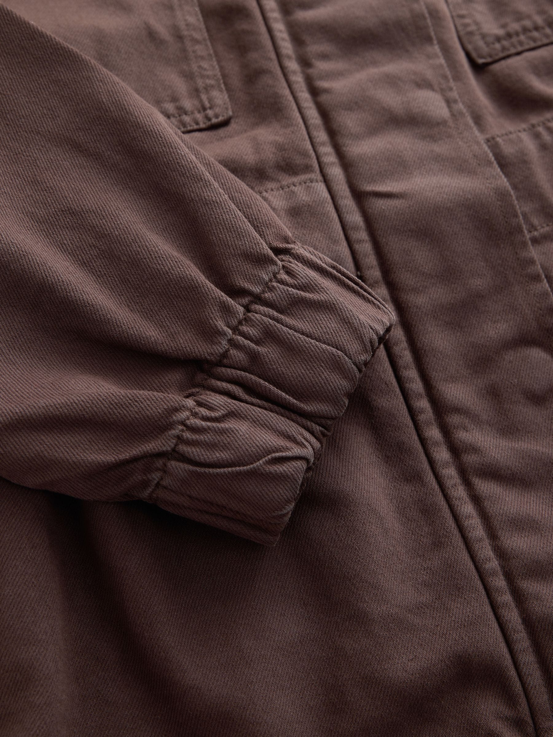 Buy Chocolate Brown Denim Funnel Neck Zip Through Drawstring